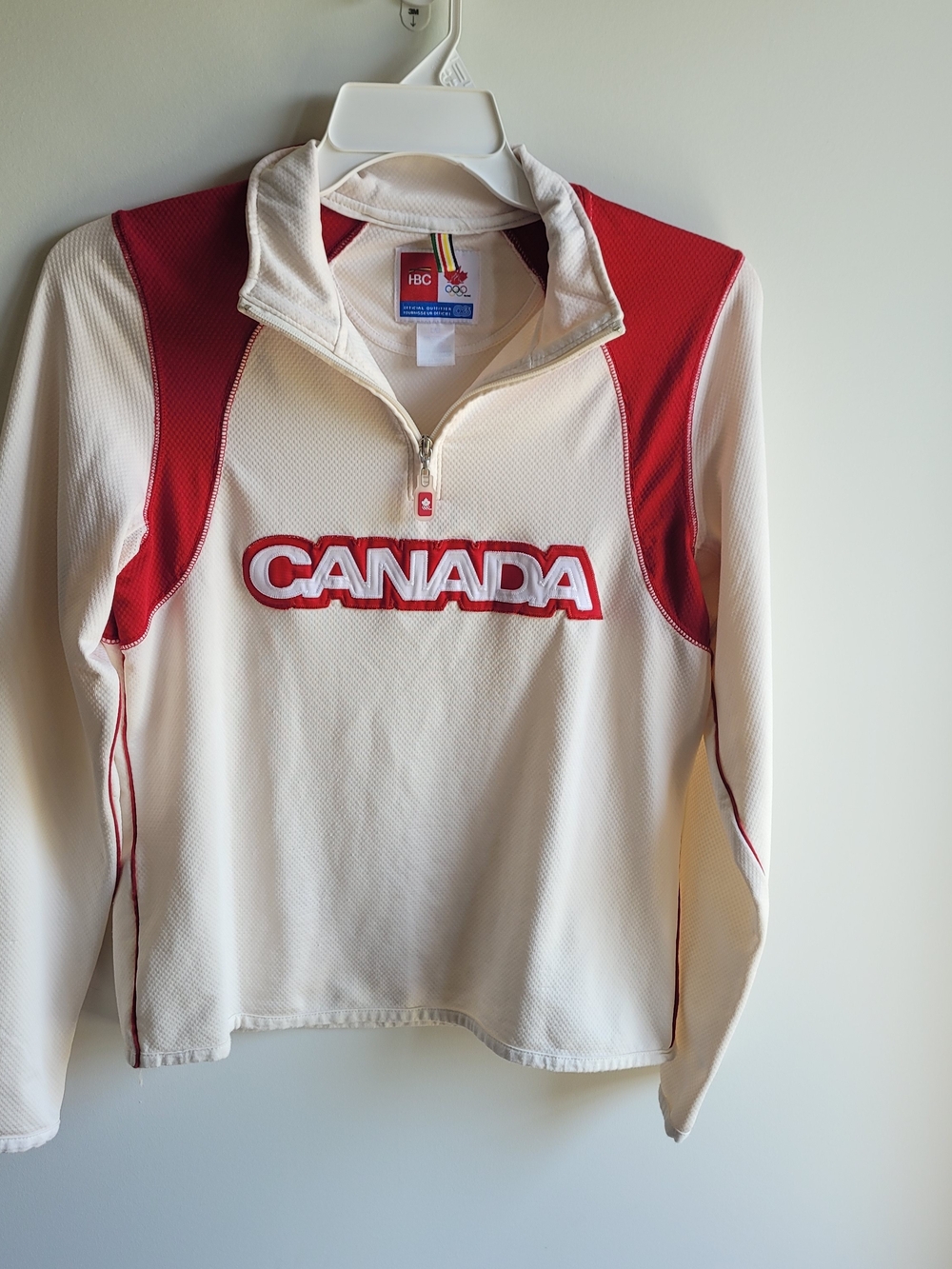 HBC Team Canada Olympic 2006 Quarter Zip Pullover Large Red White Jacket Top - Picture 2 of 6